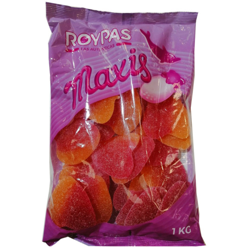 Мармелад жевательный ROYPAS Гигантские Сердца персиковые в сахаре 1 кг
