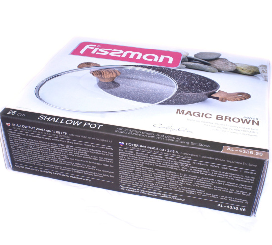 Сотейник Fissman Magic Brown 26 х 6.5 см / 2.85 л со стеклянной крышкой